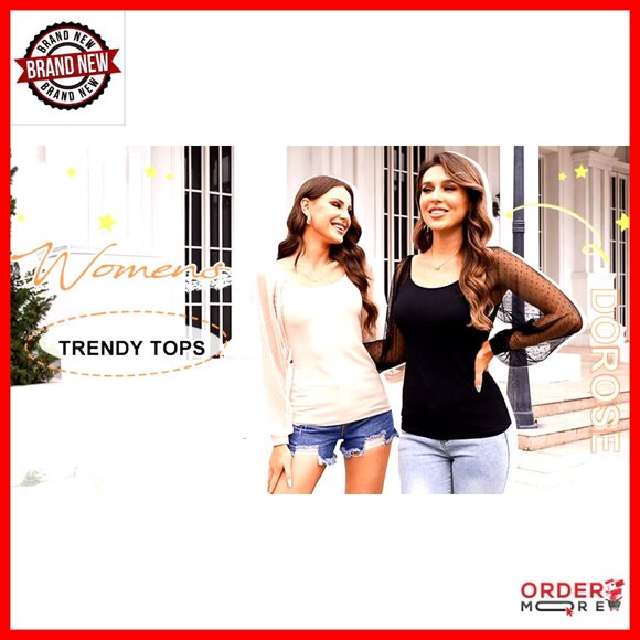 Mesh Long Sleeve Blouse Square Neck Puff Sleeve See-Through Tops - Picture 7 of 7